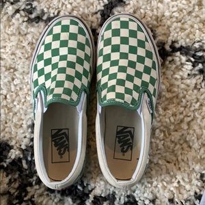 Green and white checkered vans